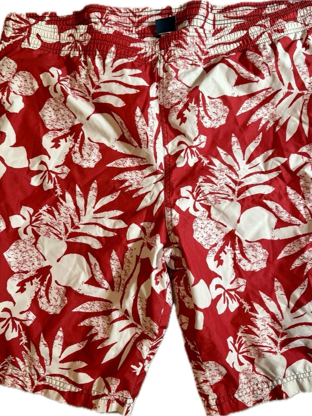 UGA Red and White Tropical Print Swim Trunks University of Georgia Bulldogs